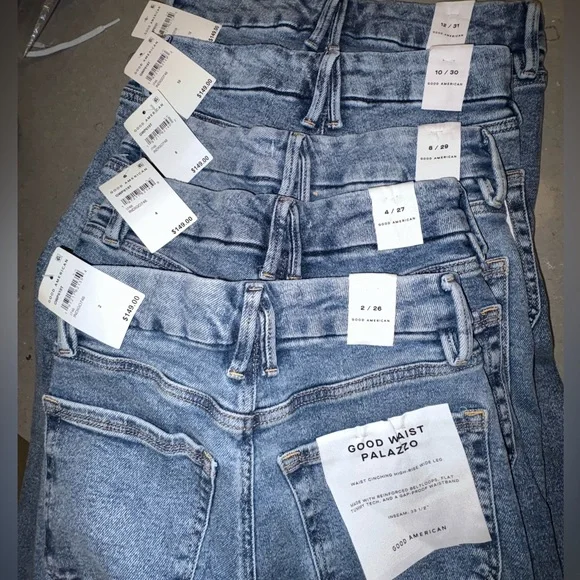 Last 1! NWT Good American Good Waist High Rise Palazzo Jeans - Picture 14 of 16